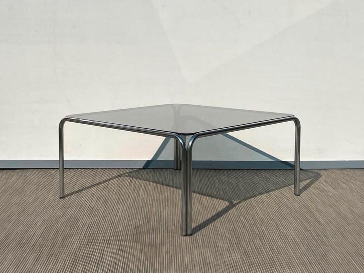 Table basse chrome # Vintage 70s # Salontafel, Maison & Meubles, Tables | Tables de salon, Utilisé, Carré, Verre, Métal, Enlèvement ou Envoi