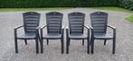 4x Stevige antracietgrijze tuinstoelen, bijna nieuw, Ophalen, Plastic, Stapelbaar