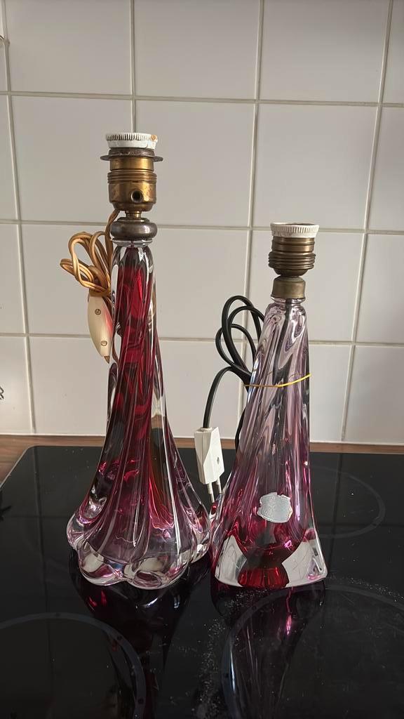 2 Lampes Val Saint Lambert avec abat-jour au choix, Antiek en Kunst, Antiek | Glaswerk en Kristal, Ophalen of Verzenden