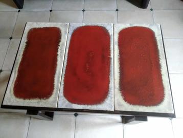 vintage unieke salontafel met 3 grote keramiektegels 1967 beschikbaar voor biedingen