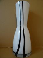 Vaas design vaas grote glazen design vaas zebra motief 38cm, Minder dan 50 cm, Glas, Ophalen of Verzenden, Wit