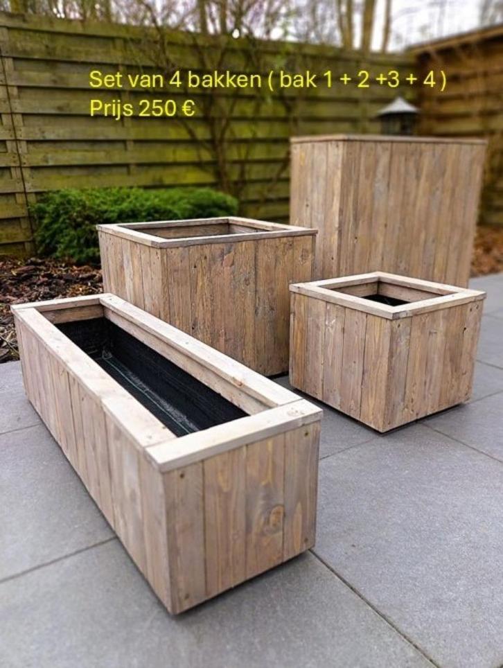 Planten / bloembakken steigerhout look, Tuin en Terras, Bloembakken en Plantenbakken, Nieuw, Hout, Binnen, Balkon, Tuin, Ophalen of Verzenden