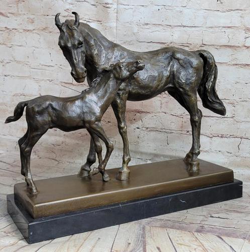 Grote Bronzen Beeld vann een Paar en Veulen GRATIS LEVERING, Antiek en Kunst, Antiek | Brons en Koper, Brons, Verzenden