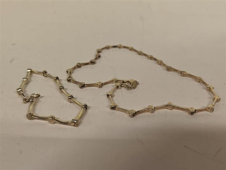A7027 Zilveren Armband & Ketting Van Fossil, Handtassen en Accessoires, Kettingen, Gebruikt, Ophalen of Verzenden