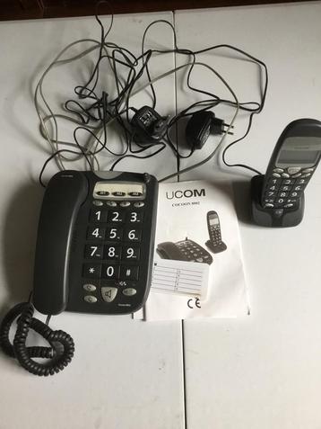 Téléphone fixe avec grands chiffres + téléphone main libre, Télécoms, Enlèvement, Comme neuf