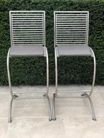 2 barstoelen in Inox, Huis en Inrichting, Barkrukken, Ophalen, Zo goed als nieuw, 90 cm of meer, Metaal