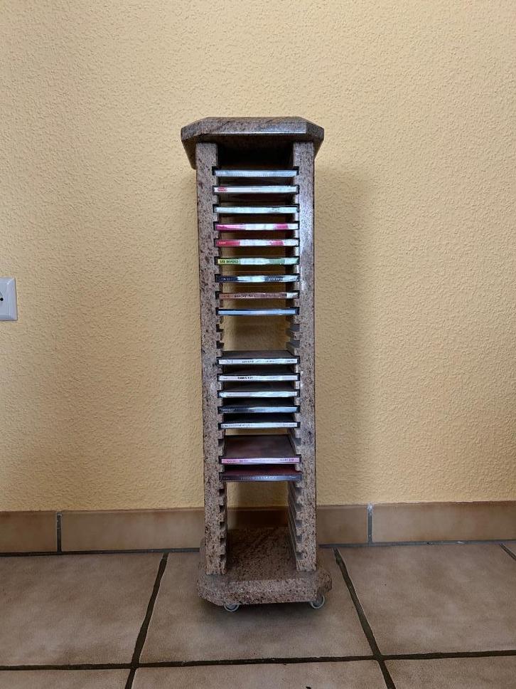 CD-draaibank van marmersteen, Huis en Inrichting, Woonaccessoires | Cd- en Dvd-rekken, Zo goed als nieuw, Cd's, Minder dan 25 discs