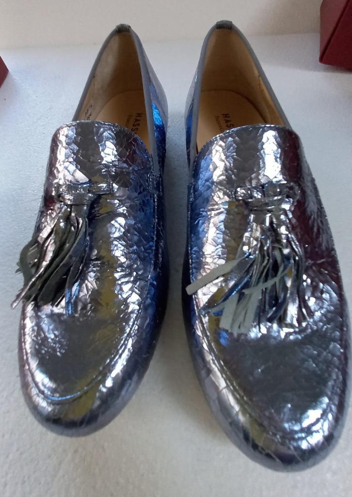 Schoenen Hassia blauw metalisé  maat 38 1/2, Kleding | Dames, Schoenen, Zo goed als nieuw, Schoenen met lage hakken, Blauw, Ophalen