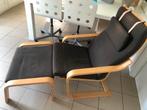 Ikea Poang zetel met kussentje en voetenbank, Gebruikt, Stof, Ophalen