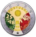 2 euro Portugal 2014 Anjer Revolutie gekleurd, Postzegels en Munten, Munten | Europa | Euromunten, 2 euro, Ophalen of Verzenden