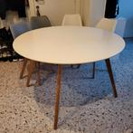 Witte ronde tafel incl. 4 stoelen, Huis en Inrichting, Tafels | Eettafels, Ophalen, Rond, Zo goed als nieuw, Vier personen