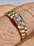 Rolex ring 18 karaat goud bicolor met diamant/ maat 20mm, Femme ou Homme, Or, Avec pierre précieuse, 20 ou plus grands