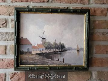 Schilderij (molen aan het water) incl kader beschikbaar voor biedingen
