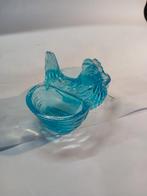 Hen/kip peper en zout houder art deco blauw glaswerk, Antiek en Kunst, Ophalen of Verzenden