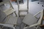 4 chaises pliantes en bois peintes en blanc, Ophalen, Gebruikt, Wit, Vier