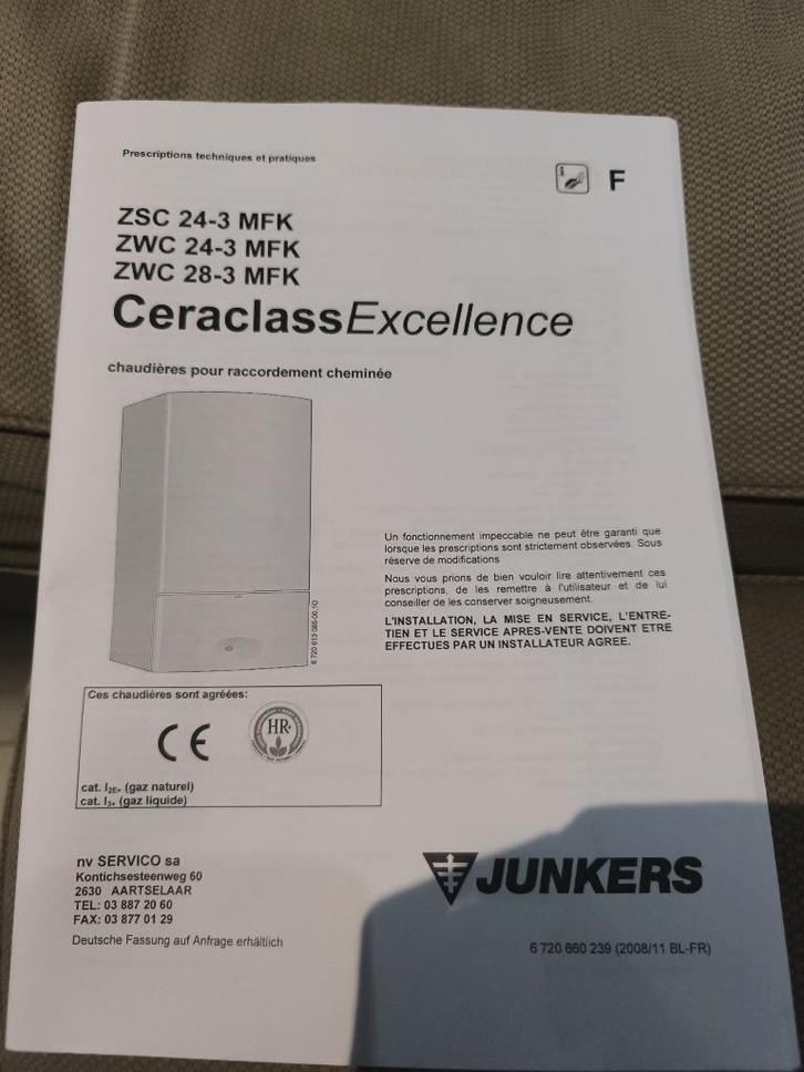 Chaudière Individuelle murale Junkers - Tirage naturel, Bricolage & Construction, Chauffage & Radiateurs, Utilisé, Chaudière CC ou Chaudière combinée