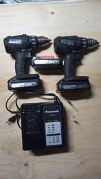 2 Panasonic schroefmachines 14,4/18V+ lader + accu’s, Doe-het-zelf en Bouw, Ophalen of Verzenden, Gebruikt