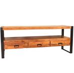 Tv meubel mangohout, Ophalen, 100 tot 150 cm, Minder dan 100 cm, 25 tot 50 cm