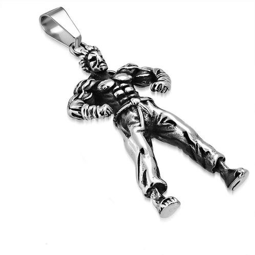 Roestvrij stalen hanger gespierde man / bodybuilder, Handtassen en Accessoires, Kettinghangers, Nieuw, Ophalen of Verzenden
