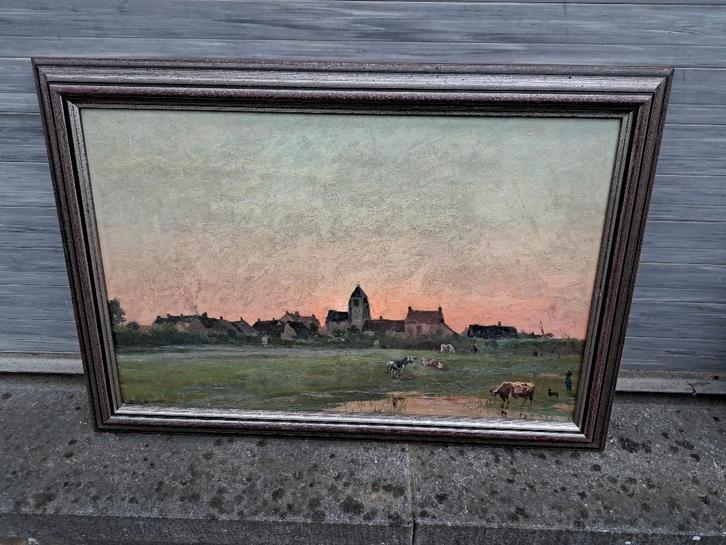 huile sur toile paysage signe emile wauters, Antiek en Kunst, Kunst | Schilderijen | Klassiek, Ophalen of Verzenden