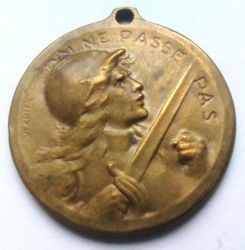 medaille brons Vernier Verdun 1916 on ne passe pas, Postzegels en Munten, Penningen en Medailles, Brons, Ophalen of Verzenden