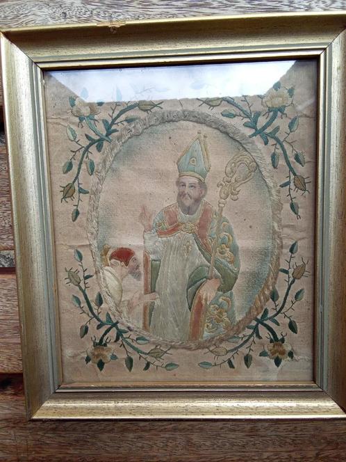 Sint-Martinus - Sint-Maarten 18e eeuw op zijde/papier, Antiek en Kunst, Antiek | Religieuze voorwerpen, Ophalen