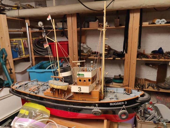 Antieke modelbouw sleepboot bugsier, Hobby en Vrije tijd, Modelbouw | Boten en Schepen, Zo goed als nieuw, Groter dan 1:32, Overige merken