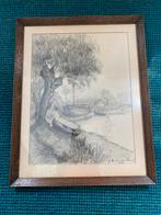 Originele tekening Alfons Van den Bossche Mariekerke Schelde, Antiek en Kunst, Ophalen of Verzenden