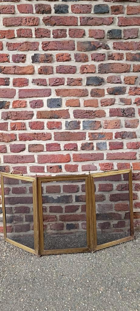 Antiek haardscherm, koperen open haardscherm L103xH52, Huis en Inrichting, Woonaccessoires | Kamerschermen, Gebruikt