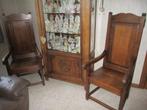 Stel massief eiken troonstoelen / armstoelen, Ophalen, Twee, Bruin, Zo goed als nieuw