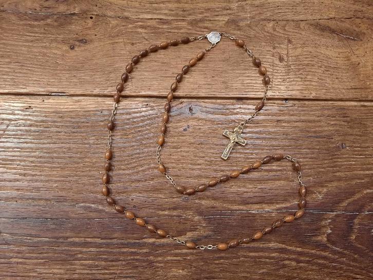 oude bruine stenen paternoster, begin 1900, Antiquités & Art, Antiquités | Objets religieux, Enlèvement ou Envoi