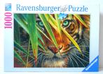 Puzzle - Tigre aux yeux verts - 1000 pcs., Comme neuf, 500 à 1500 pièces, Puzzle, Enlèvement ou Envoi