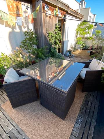 Ensemble de jardin encastrable 4 places plateau en verre beschikbaar voor biedingen