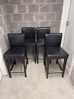Lot de 4 chaises de bar/tabourets HENRIKSDAL en cuir noir, Huis en Inrichting, Stoelen, Ophalen, Gebruikt, Zwart, Leer