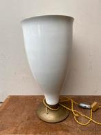Porseleinen lamp uit de jaren 40 op koperen standaard, Antiek en Kunst, Antiek | Porselein