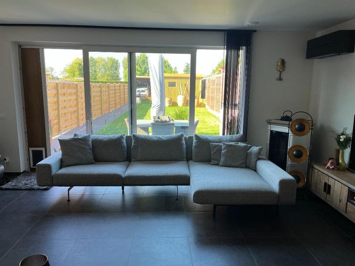 Zitbank met lounge, Huis en Inrichting, Zetels | Zetels en Chaises Longues, Zo goed als nieuw, Metaal, Stof, Ophalen