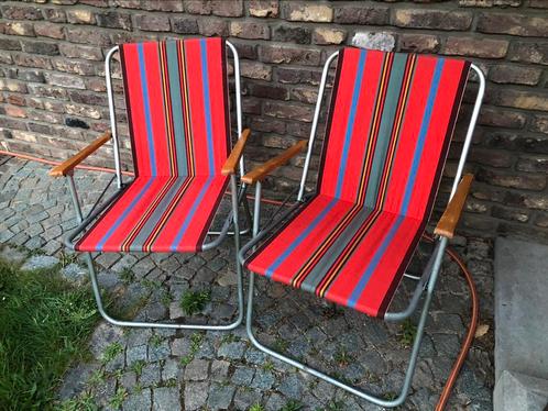 2 wondermooie vintage retro campingstoelen tuinstoelen, Verzamelen, Retro, Overige typen, Ophalen of Verzenden