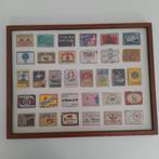 Oude kader met luciferetiketten 32x42 cm, Antiek en Kunst, Ophalen