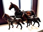Antieke set van 3 koperen paarden, Antiek en Kunst, Ophalen, Koper