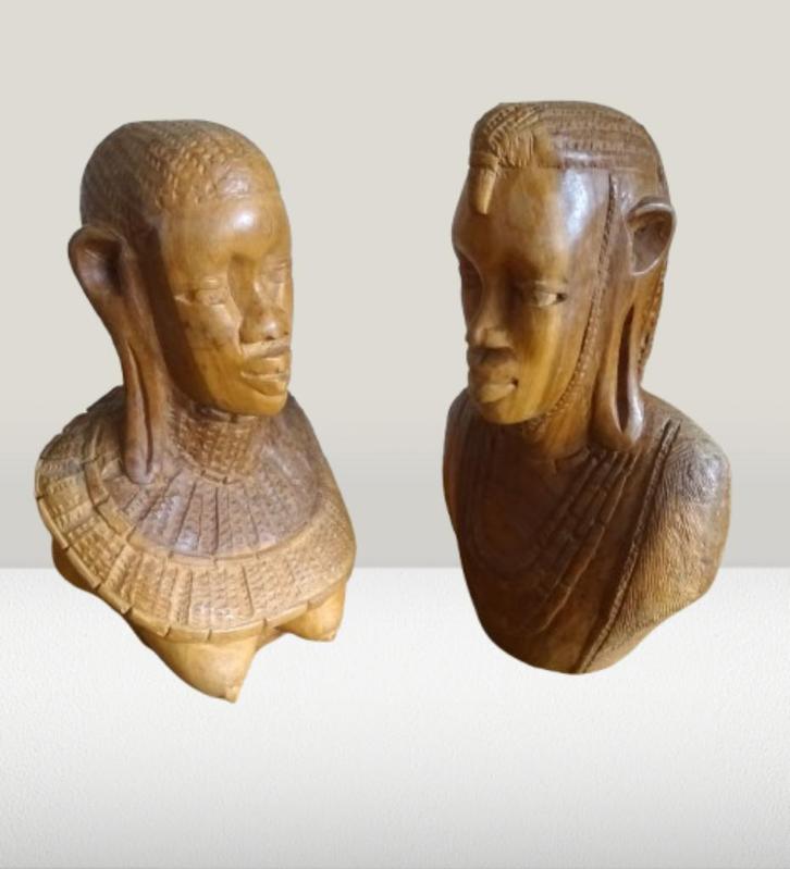 African Art: prachtige handgesneden beelden, man en vrouw, Antiek en Kunst, Kunst | Niet-Westerse kunst, Ophalen of Verzenden