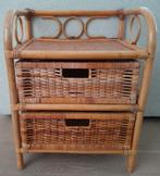 Vintage rotan / rieten laden kastje met 2 lades, Ophalen of Verzenden