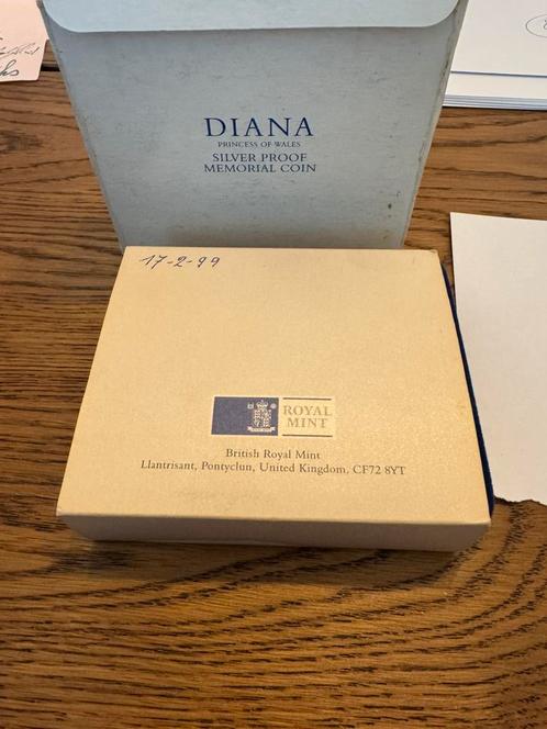 Zilveren herdenkingsmunt prinses Diana, Postzegels en Munten, Penningen en Medailles, Zilver, Ophalen of Verzenden