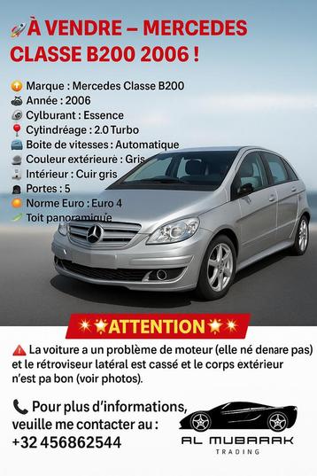Mercedes Benz B200 (probleemmotor) beschikbaar voor biedingen