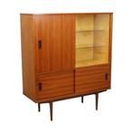Grote Houten Vitrinekast Teak Fineer Sixties Design 110cm, Huis en Inrichting, Ophalen, 100 tot 150 cm, 100 tot 150 cm, Nvt