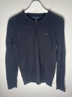 Vneck sweater trui Tommy Hilfiger zwart donkerblauw logo vla, Maat 46 (S) of kleiner, Tommy hilfiger, Zo goed als nieuw, Zwart