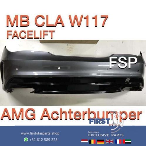 W117 CLA Facelift AMG Achterbumper 2018 grijs PDC + diffuser, Autos : Pièces & Accessoires, Carrosserie & Tôlerie, Pare-chocs