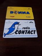 2 telefoonkaarten radio Donna en radio Contact, Verzamelen, Ophalen of Verzenden