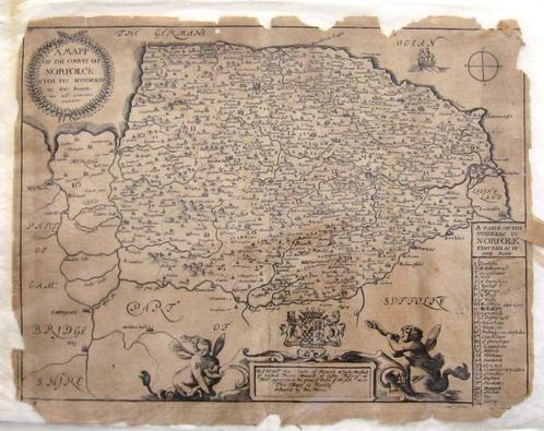 A Mapp of Norfolck 1673 Ric. Blome Norfolk Engeland England, Antiquités & Art, Art | Eaux-fortes & Gravures, Enlèvement ou Envoi