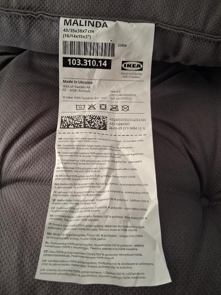 4 stoelkussens Malinda  Grijs Ikea, Huis en Inrichting, Woonaccessoires | Kussens, Grijs, Ophalen of Verzenden