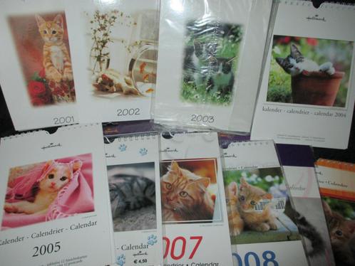 8 kalenders met telkens 12 poezen kaarten , nieuwe staat, Verzamelen, Postkaarten | Dieren, Ongelopen, 1980 tot heden, Hond of Kat